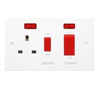 Securlec Square Cooker Switch & Socket (UK Plug) in White Securlec White