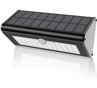 SECUROAD 1100 Lumens Solar Motion Sensor Lights Outdoor, IP65 Waterproof, 4500mAh Battery, Black Aluminum Metal Security Flood Wall Lights, 1 Pack, Daylight