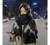 SECWL Color Winter Imitation Cashmere Scarves Plush Heavy Fluffy Lazy Style Student Fashion Warm Scarf Women Luxury Shawl