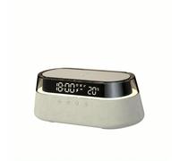SECWL Digital Alarm Clock with Wireless Charging,6 In 1alarm clocks bedside,With Fast Wireless Charging 15W,Dual Alarm For Heavy Sleepers