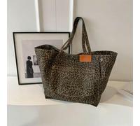 SECWL Oversized Leopard Prints Shoulder Bags for Women Deformable Canvas Large Capacity Shopping Totes Winter Luxury Handbags