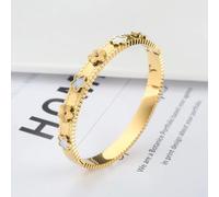 SECWL Stainless Steel Plum Blossom Plant Five Leaf Flower Opening Adjustable Bracelet Women's Clover Bracelet