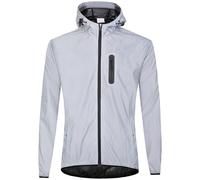 SECXEO Reflective Cycling Jacket Ladies, Totally Reflective Silver Hi Viz Waterproof Breathable Bike Ride Running Jacket with Hood Silver Unisex - XXL