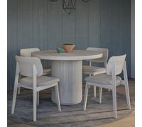 sedalia wooden dining table with 4 chairs in whitewash