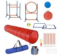Sedeke 15 Piece Pets Agility Training Equipment, Obstacle Course Kit with Adjustable Dog Hoop, Dog Jump, Weave and Blind Poles, Pause Box for Outdoor Game