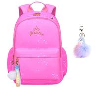 SEDEX Children's School Backpack, Backpack Teenager Girls Large Capacity School Backpack Primary School 41 x 29 x 18 cm Cute Water-Repellent Backpack Girls for Children 5-10 Years Old, pink-red