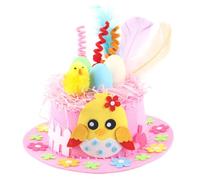 SEDEX Easter Bonnet Kit, Make Your Own Easter Bonnet Decorations Kit, Bonnet Hat, Carrots, Chicks, Easter Eggs Decorations Crafts Sets (Style 2-Pink)