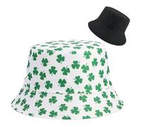 SEDEX St Patricks Day Hat Reversible Bucket Hat Shamrock Clover Irish Green Leaf Festival Costume Fisherman Hats Costume Travel Beach Party for Adults Fits Most(Shamrock)