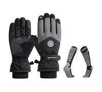 SEDEX Thermal Gloves Women Ski Socks Set Ski Gloves Waterproof Winter Warm Work Glove Phone Touch Screen Hand Windproof Warmers Snow Sports Heat Holder Ladies Cycling Snowboard Running Hiking Black