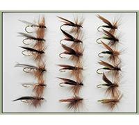 Sedge Fishing Flies, 18 Pack Brown, Silver & Olive Sedge Dry Fly, Size 10