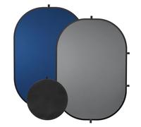 SEDGEWIN Blue Gray Photography Backdrop, 3x5ft/100x150cm Double-Sided Pop Up Collapsible Background Panel Reversible Muslin Chromakey Screen with Carry Bag for TikTok YouTube Video Live Streaming