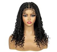 sedittyhair Synthetic Wig with Knotless Ends for Black Women Handmade Braided Wigs with Baby Hair 16 Inch Lace Front Braids 1B