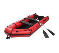 SEDOL 10FT Inflatable Assault Boat - Heavy-Duty PVC Dinghy with Aluminium Oars & Pump - 330kg Capacity Raft for Fishing, Camping, Survival, Rescue, Lake, River, Open Water (Red/Black)