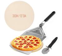 SEDOL 33cm Round Cordierite Pizza Stone - Multipurpose Baking Stone for Oven, Bread, Pies, Calzone & More - Includes Stainless Steel Pizza Peel
