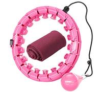 SEDOL Smart Hula Hoop with Weight Ball & Cooling Towel - 24 Detachable Knots, Auto-Spinning Ball, Adjustable Waist - Fitness for Adults, Weight Loss, Waist & Core Toning (Pink)