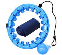 SEDOL Smart Weighted Hula Hoop with 24 Detachable Knots & Auto-Spinning Ball - Adjustable Exercise Hoop for Adults, Includes Cooling Towel for Waist Training & Home Fitness (Blue)