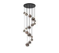 Sedona 16 Light Cluster Ceiling Pendant - Satin Black with Chrome Plated Glass