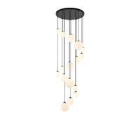 Sedona 16 Light Cluster Ceiling Pendant - Satin Black with Opal Glass