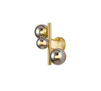 Sedona 3 Light Wall Light - Satin Gold with Chrome Plated Glass