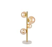 Sedona 4 Light Table Lamp - Satin Gold with Amber Glass