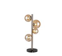 Sedona 4 Light Table Lamp - Satin Nickel with Amber Glass