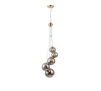 Sedona 5 Light Cluster Ceiling Pendant - Satin Gold with Chrome Plated Glass