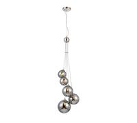 Sedona 5 Light Cluster Ceiling Pendant - Satin Nickel with Chrome Plated Glass