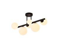 Sedona 6 Light Semi Flush Ceiling Light - Satin Black with Opal Glass