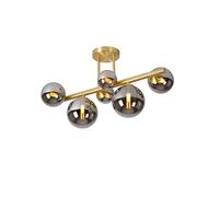 Sedona 6 Light Semi-Flush Ceiling Light - Satin Gold with Chrome Plated Glass