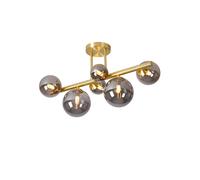 Sedona 6 Light Semi-Flush Ceiling Light - Satin Gold with Smoked Glass