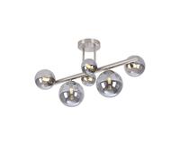 Sedona 6 Light Semi-Flush Ceiling Light - Satin Nickel with Smoked Glass