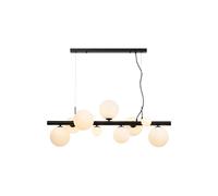 Sedona 9 Light Bar Ceiling Pendant - Satin Black with Opal Glass