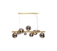 Sedona 9 Light Bar Ceiling Pendant - Satin Gold with Chrome Plated Glass