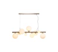 Sedona 9 Light Bar Ceiling Pendant - Satin Nickel with Opal Glass
