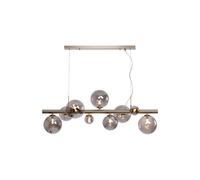 Sedona 9 Light Bar Ceiling Pendant - Satin Nickel with Smoked Glass