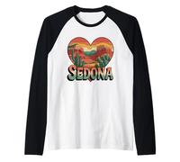 Sedona Arizona Heart T-Shirt - Vintage Retro Red Rocks Raglan Baseball Tee