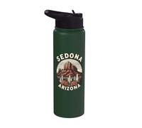 Sedona Arizona Hiking Desert Mountain Cactus Retro Vintage Stainless Steel Insulated Water Bottle