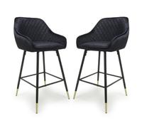 sedona black velvet bar stools with metal legs in pair