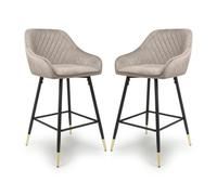 sedona mink velvet bar stools with metal legs in pair