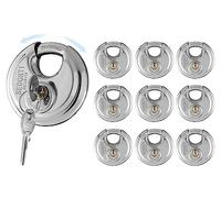 SEDORTI 10-Pack Discus Padlocks Keyed Alike, 2-3/4 inch Wide, Stainless Steel 304 Round Lock, Waterproof and Rustproof Storage Lock with Brass Keys, Ideal for Storage Unit Gate, Outdoor, Shed, Fence