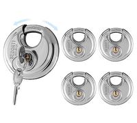 SEDORTI 5-Pack Discus Padlocks Keyed Alike, 2-3/4 inch Wide, Stainless Steel 304 Round Lock, Waterproof and Rustproof Storage Lock with Brass Keys, Ideal for Storage Unit Gate, Outdoor, Shed, Fence