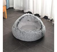 SEDOXX Fluffy Cat Bed Dog Bed Plush Cave Bed Round Donut Pet Bed for Small Medium Pets Kitten Puppy Indoor Calming Beds Cosy Washable Anti-Slip,50cm,Grey