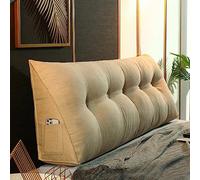 SEDOXX Reading Pillow Wedge Headboard Pillow Large Double Bed Pillow King Size Bolster Backrest Cushion Long Pillow with Removable Cover Queen Size Bed Pillow,180x50x20cm,Beige