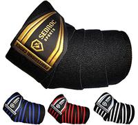 Sedroc Sports Professional Weight Lifting Elbow Wraps Powerlifting Support Sleeves - Pair (Black/Gold)