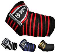 Sedroc Sports Professional Weight Lifting Elbow Wraps Powerlifting Support Sleeves - Pair (Black/Red)