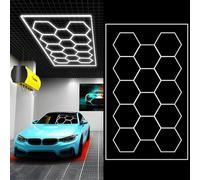 Sedtonmu Hexagon LED Garage Light 6500K Hexagonal Grid Shop Lights Linkable Plug-in Ceiling Light for Garage Workshop Basement Gym Warehouse,6000K,1