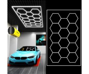 Sedtonmu Hexagon LED Garage Light 6500K Hexagonal Grid Shop Lights Linkable Plug-in Ceiling Light for Garage Workshop Basement Gym Warehouse,6000K,1