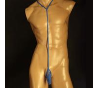 Seductive Men's Mesh Thong Bodysuit with Adjustable Suspender Straps for a Perfect Fit (2XL Blue)