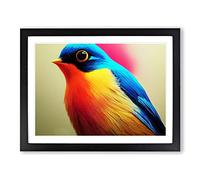 Seductive Robin Bird Framed Print | A2 Black Framed Wall Art | Ready to Hang | Modern Animal Picture | Living Room Bedroom Lounge Office