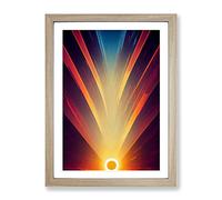 Seductive Sunset Abstract Framed Print for Living Room Bedroom Home Office Décor, Wall Art Picture Ready to Hang, Oak A4 Frame (34 x 25 cm)
